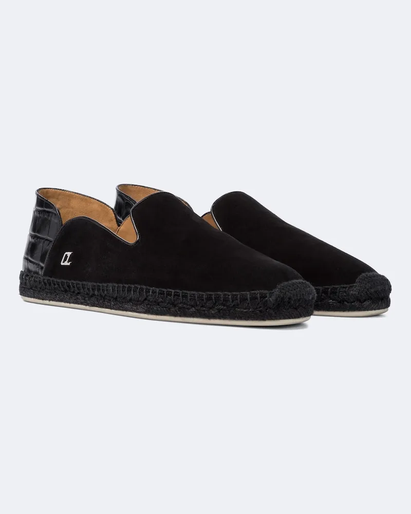 Christian Louboutin Slip-Ons Espadon aus Veloursleder und Leder Schwarz