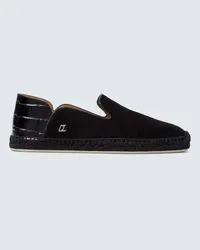 Christian Louboutin Slip-Ons Espadon aus Veloursleder und Leder Schwarz