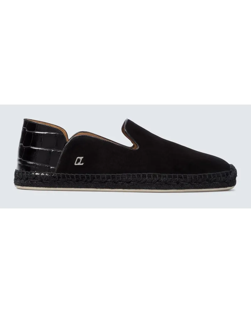 Christian Louboutin Slip-Ons Espadon aus Veloursleder und Leder Schwarz