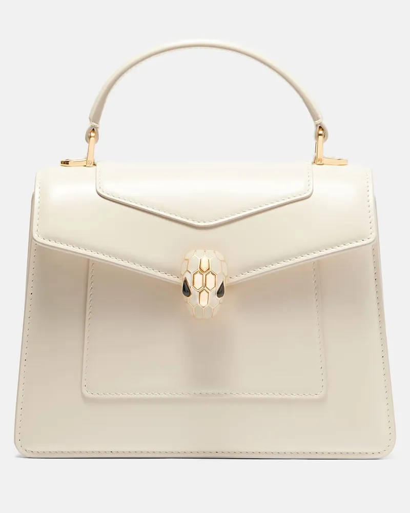 Bulgari Tote Serpenti Forever Medium aus Leder Weiß