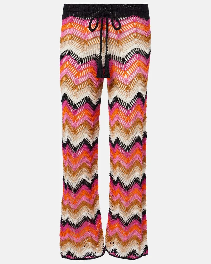 Anna Kosturova Weite Hose aus Häkelstrick Multicolor