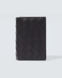 Bottega Veneta Portemonnaie Intrecciato Medium aus Leder Schwarz