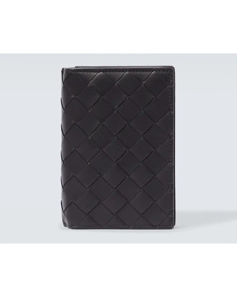 Bottega Veneta Portemonnaie Intrecciato Medium aus Leder Schwarz