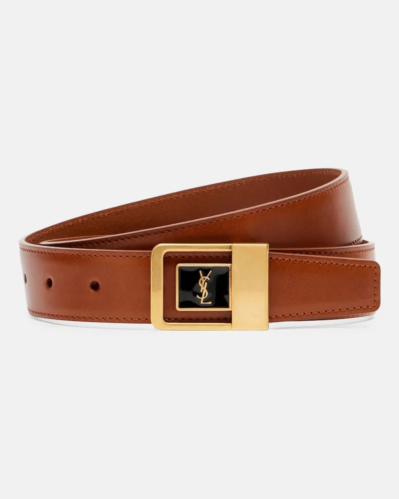 Saint Laurent Gürtel La 66 aus Leder Braun