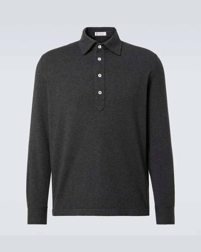 Brunello Cucinelli Polopullover aus Kaschmir Grau