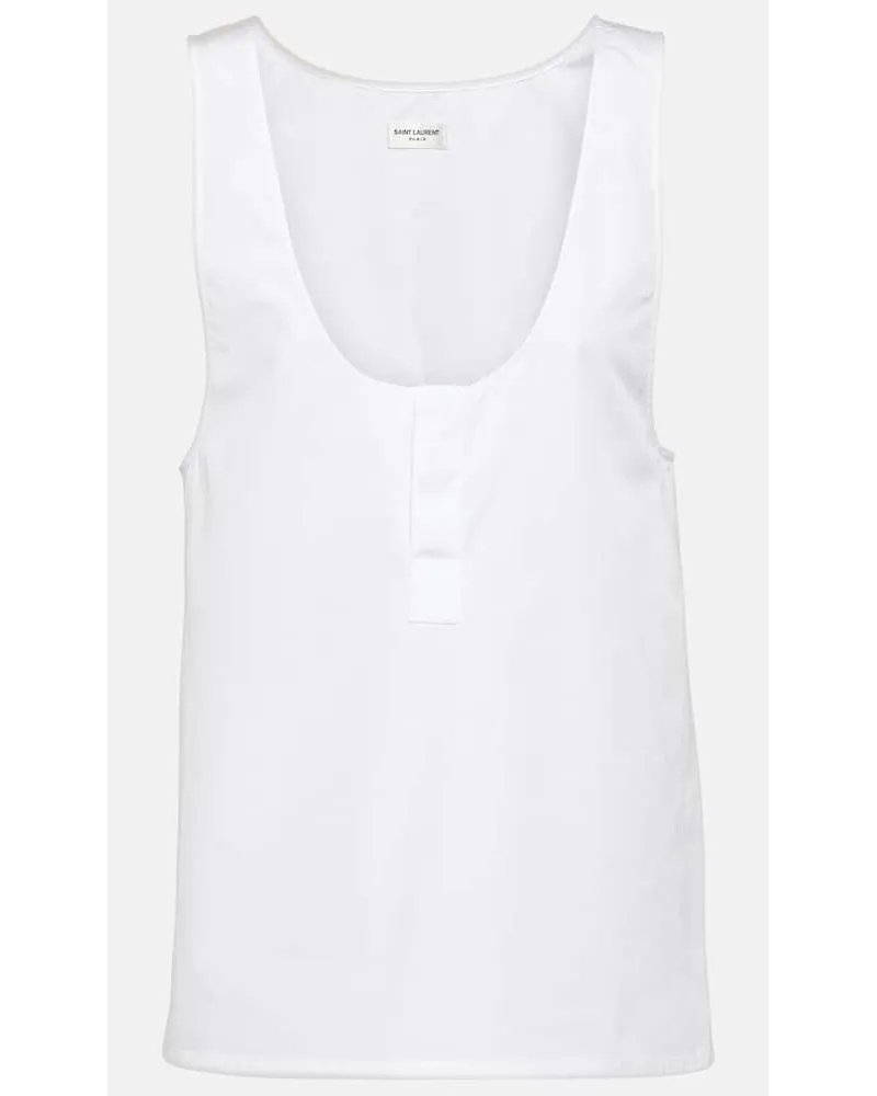 Saint Laurent Top aus Baumwollpopeline Weiss