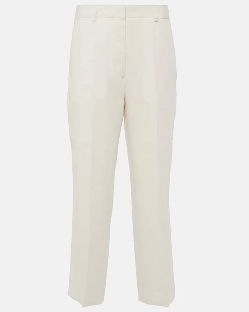 Totême Gerade High-Rise Cropped-Hose Weiß