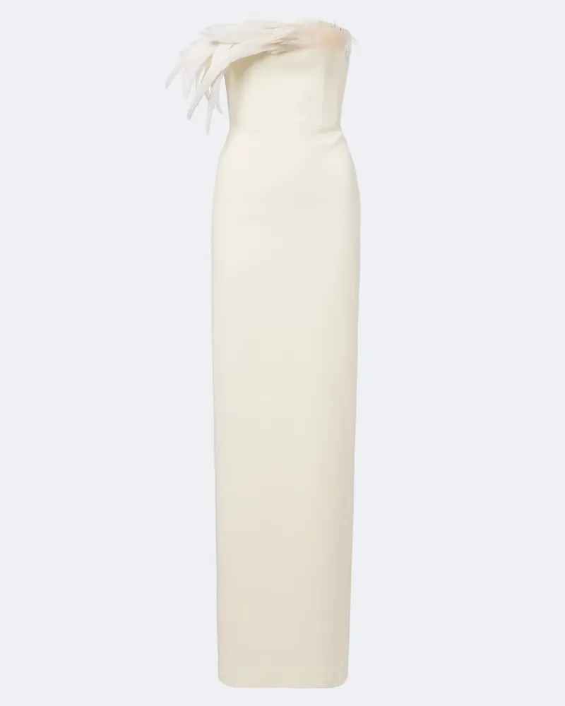 David Koma Bustier-Robe mit Federn Weiß