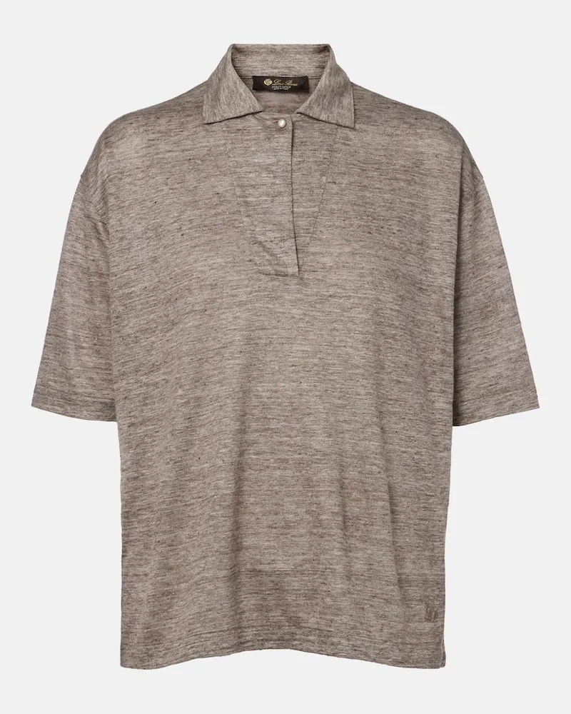 Loro Piana Polohemd Gargano aus Leinen Braun