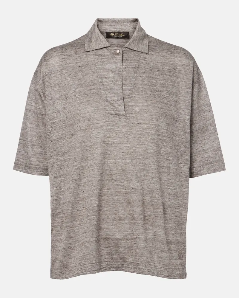 Loro Piana Polohemd Gargano aus Leinen Braun