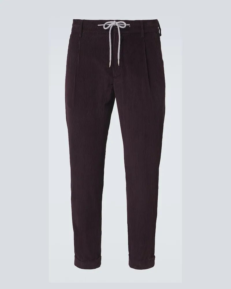 Eleventy Schmale Hose aus Cord Burgunderrot
