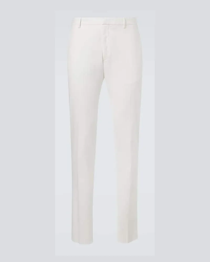 Ermenegildo Zegna Schmale Hose aus einem Baumwollgemisch Weiß