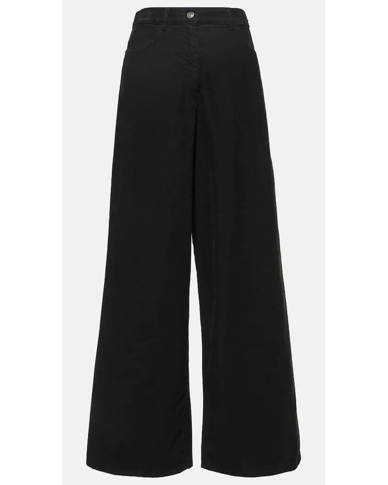 The Row Weite Hose Chan aus Baumwoll-Cord Schwarz