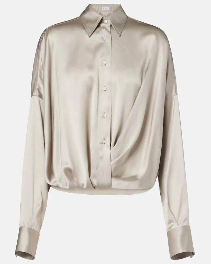 Brunello Cucinelli Hemd aus Satin Beige