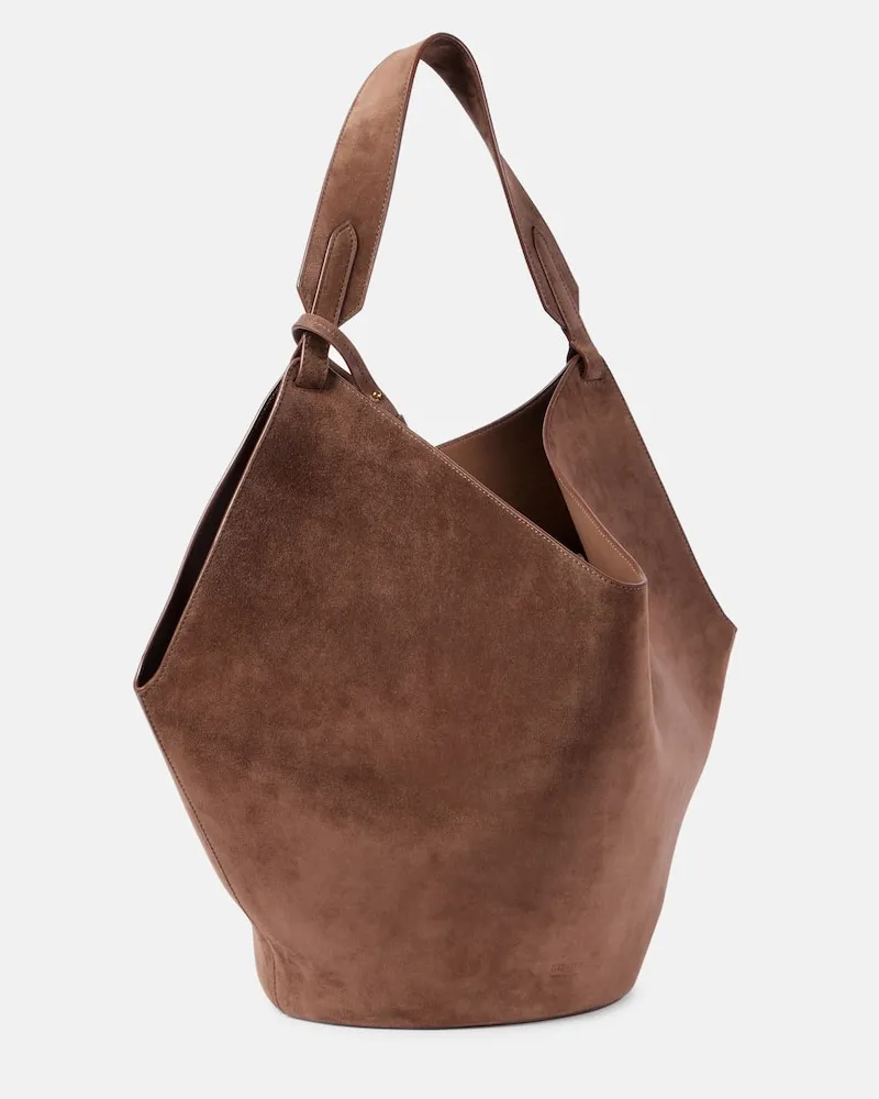KHAITE Tote Lotus Medium aus Veloursleder Braun