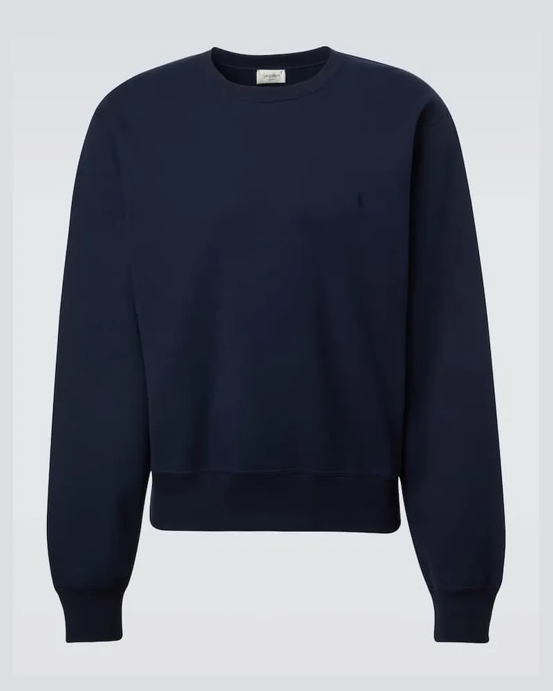 Saint Laurent Sweatshirt Cassandre aus Baumwoll-Jersey Blau