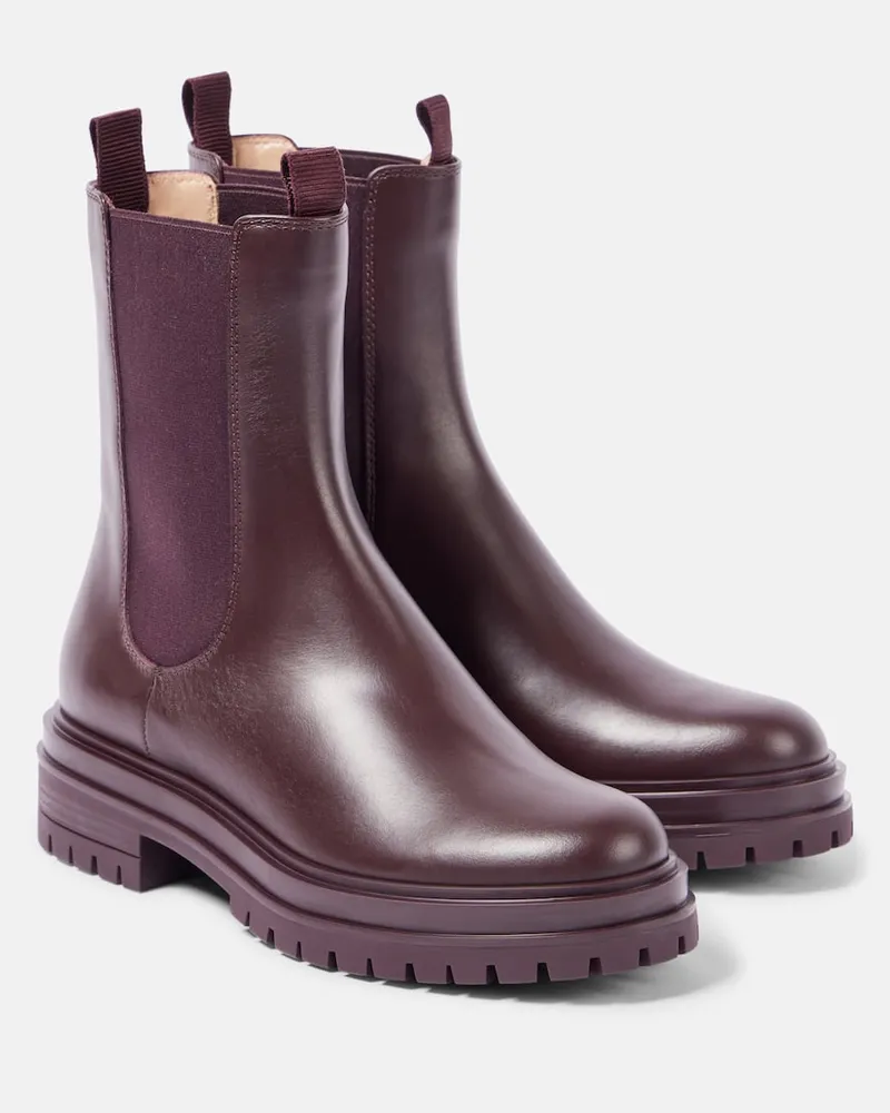 Gianvito Rossi Chelsea Boots Chester aus Leder Burgund