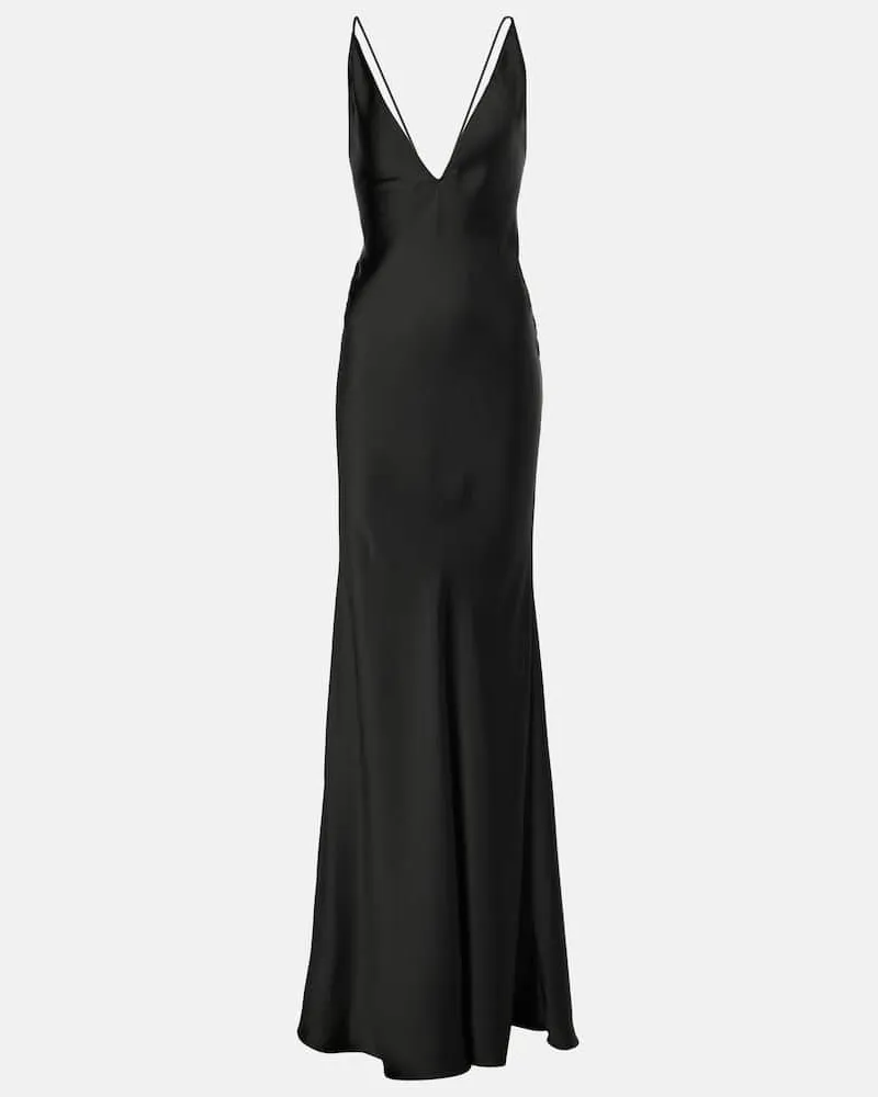 The New Arrivals Ilkyaz Ozel Robe aus Satin Schwarz