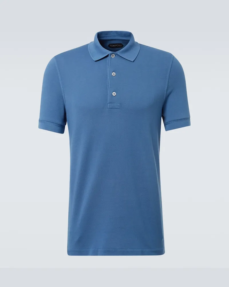 Tom Ford Polohemd aus Piqué Blau