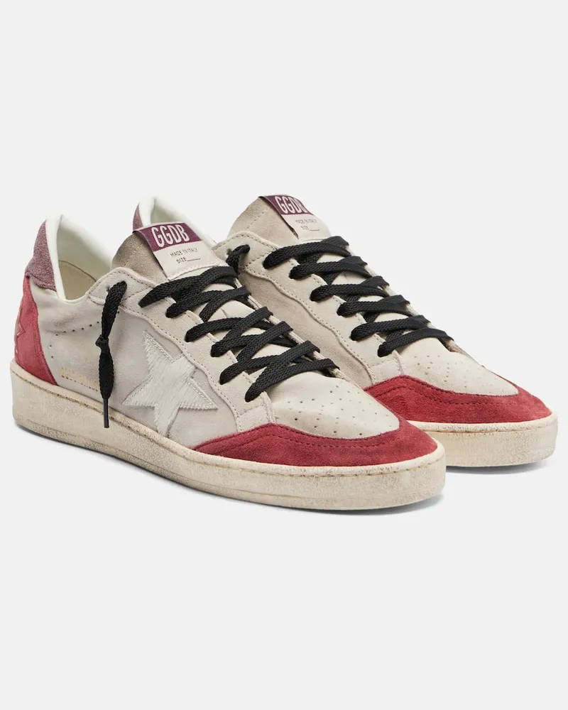 Golden Goose Sneakers Ball Star aus Veloursleder Burgunderrot