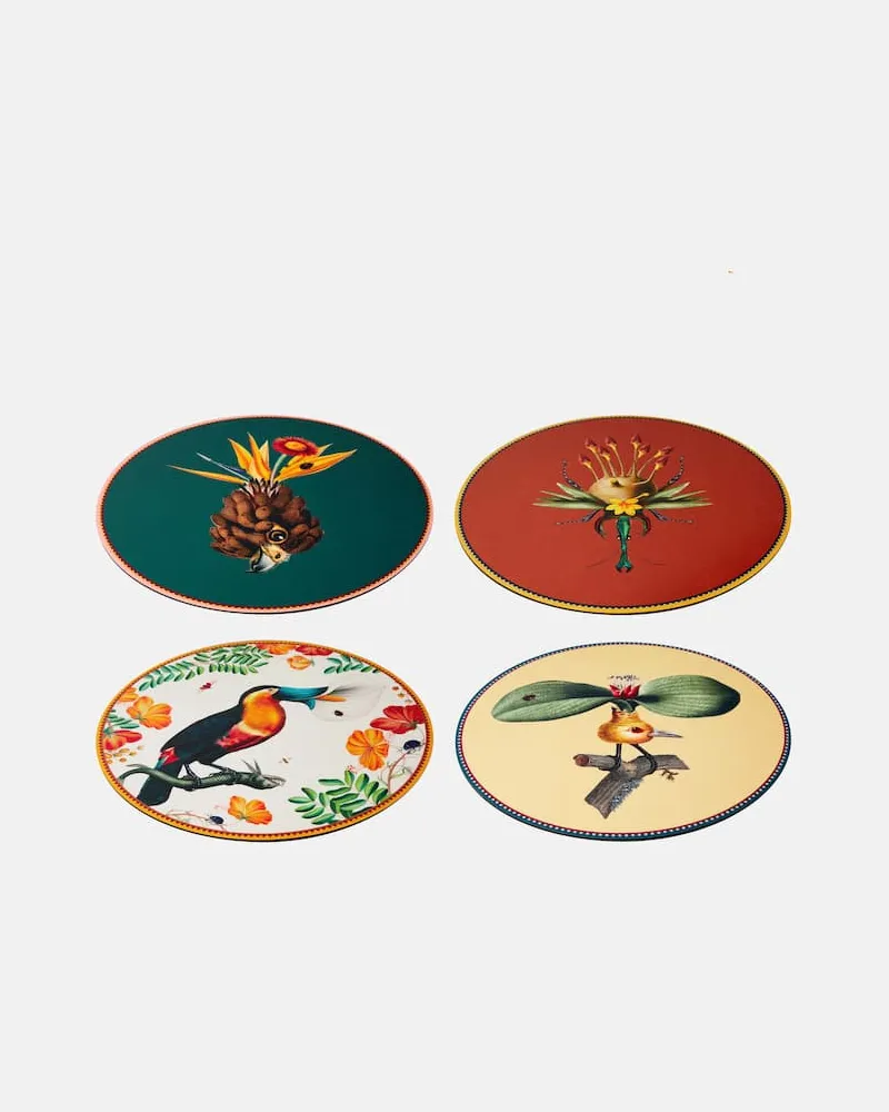 La DoubleJ Set Flying Friends aus vier Tischsets Multicolor