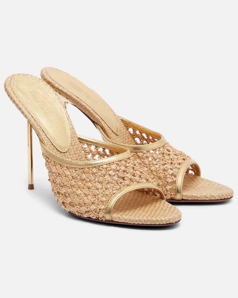 Paris Texas Pantoletten Lidia mit Leder Beige