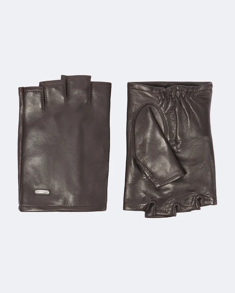 Our Legacy Fingerlose Handschuhe Biker aus Leder Braun