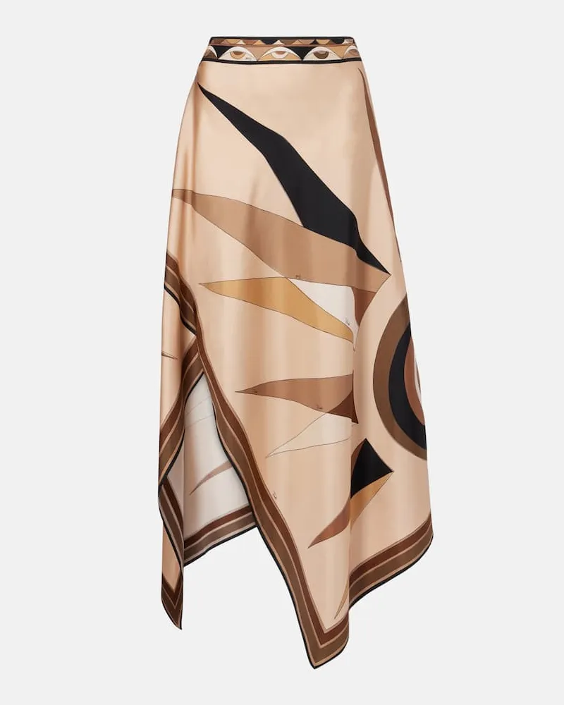 Emilio Pucci Midirock Hawaii aus Seidensatin Beige