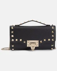 Valentino Garavani Portemonnaie mit Kettenriemen Rockstud Small aus Leder Schwarz