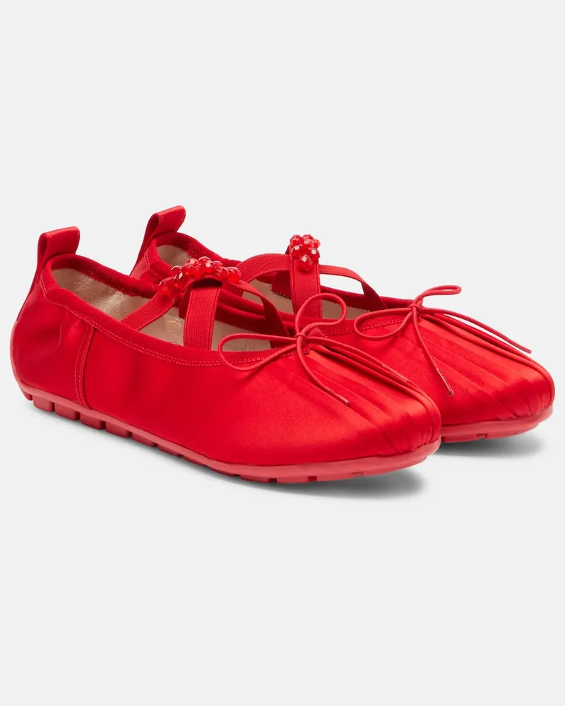 Simone Rocha Verzierte Ballerinas Grip aus Satin Rot