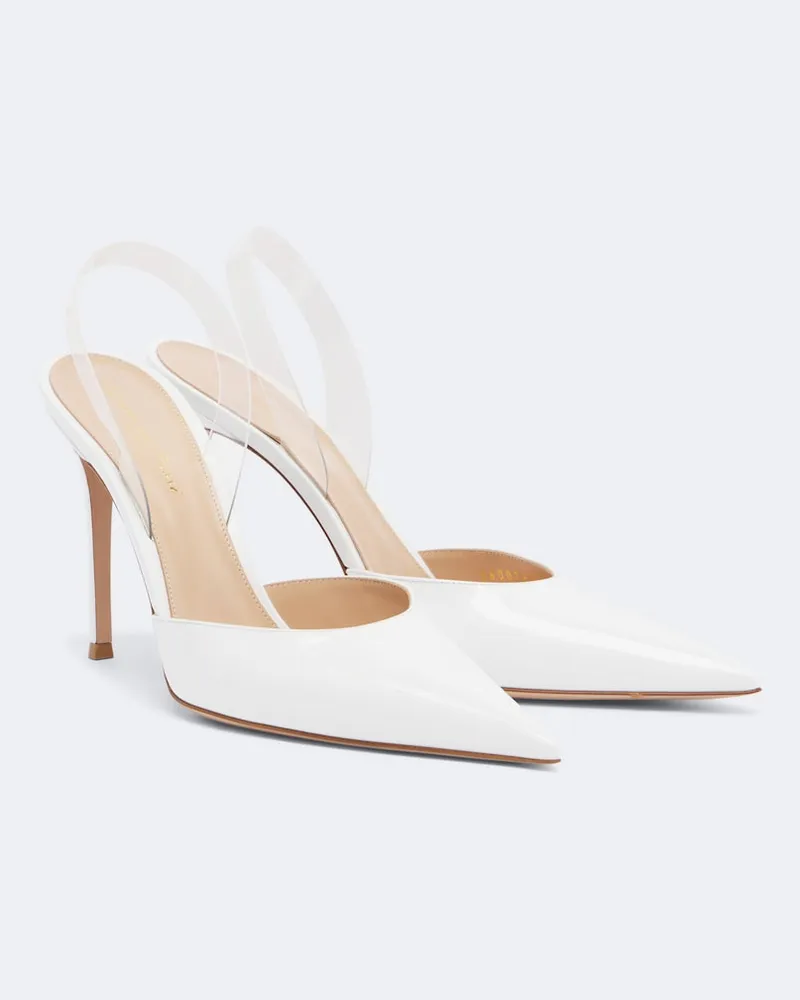 Gianvito Rossi Slingback-Pumps aus Leder Weiß