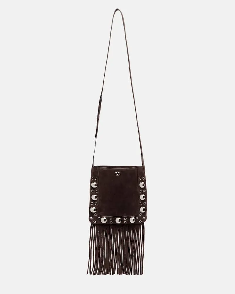 Valentino Garavani Schultertasche Nellcôte Small Braun