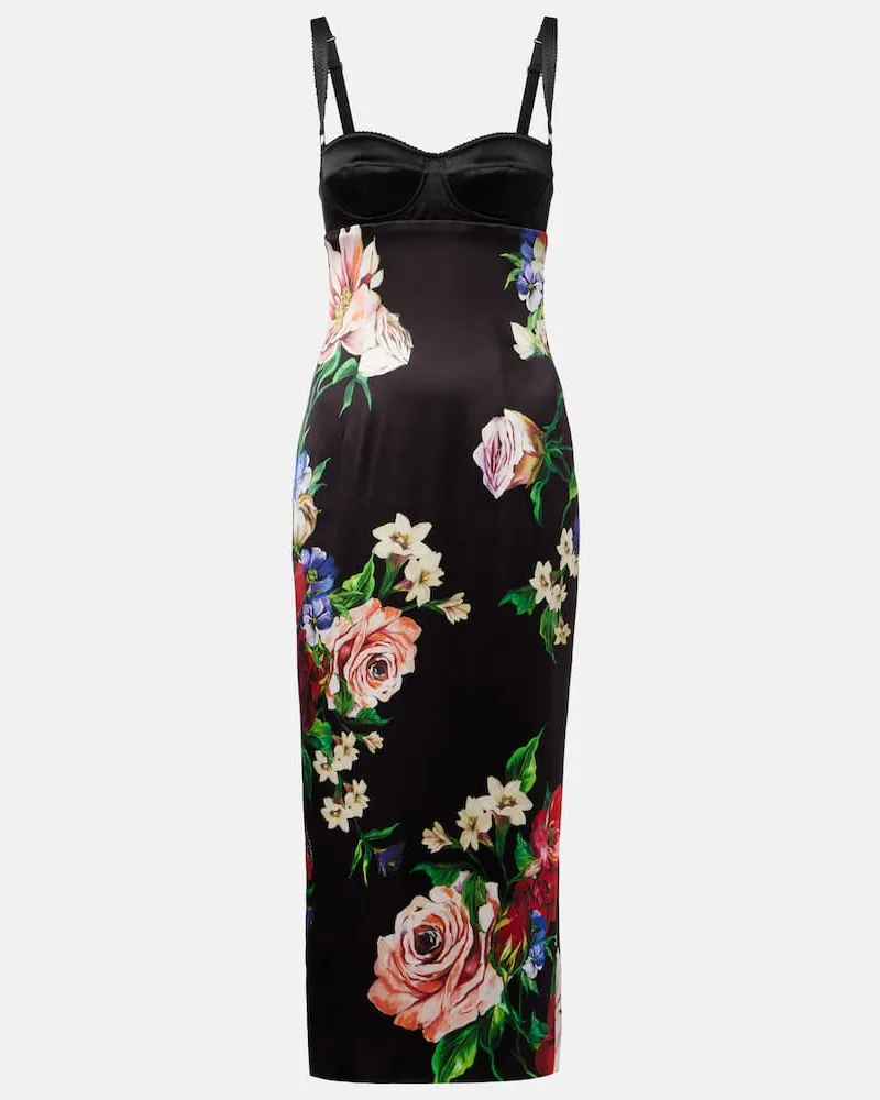 Dolce & Gabbana Midikleid aus Satin Multicolor