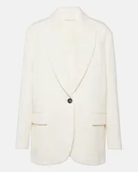 Brunello Cucinelli Blazer aus Baumwolle und Leinen Weiss