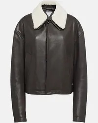 Bottega Veneta Lederjacke mit Shearling Schwarz