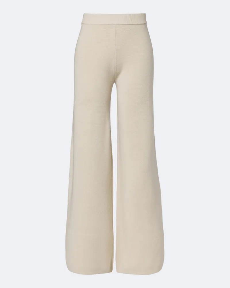 Max Mara Weite Hose aus Wolle und Kaschmir Beige