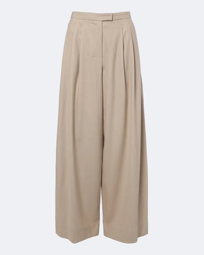 Max Mara Weite Hose aus Wolle Beige