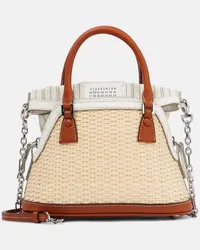 Maison Margiela Tote 5AC Mini aus Raffiabast Weiss