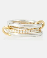 Spinelli Kilcollin Ring Libra aus 18kt Gelbgold und Sterlingsilber mit Diamanten Multicolor