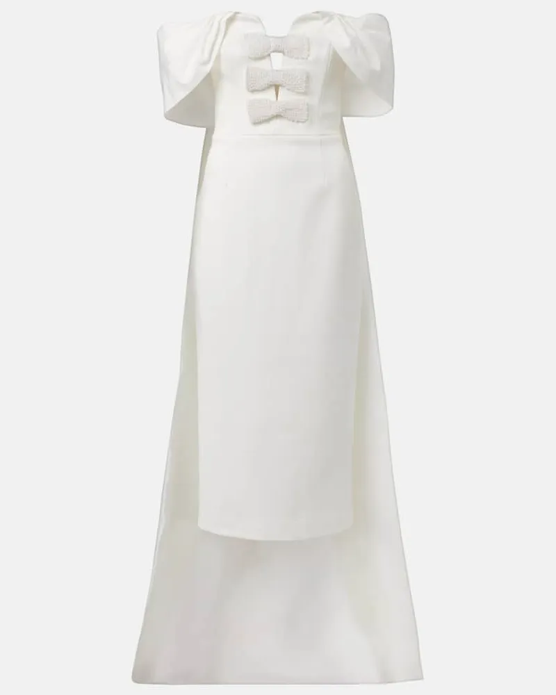 Rebecca Vallance Midikleid Rory aus Crêpe Weiß