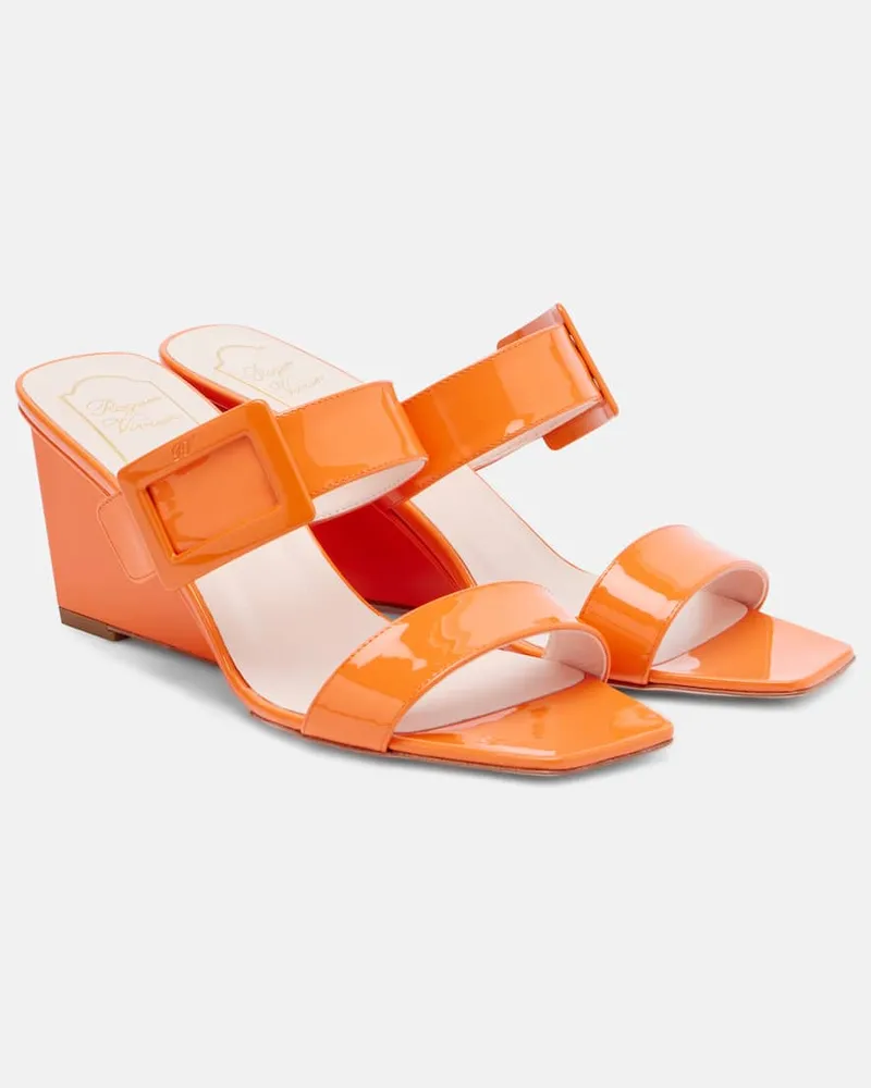 Roger Vivier Wedge-Sandalen Belle Vivier 60 aus Lackleder Orange