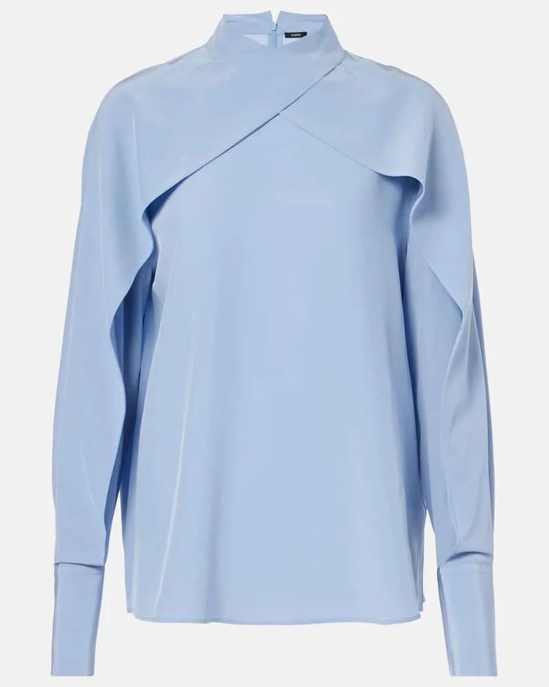 Joseph Bluse Bailie aus Crêpe de Chine aus Seide Blau