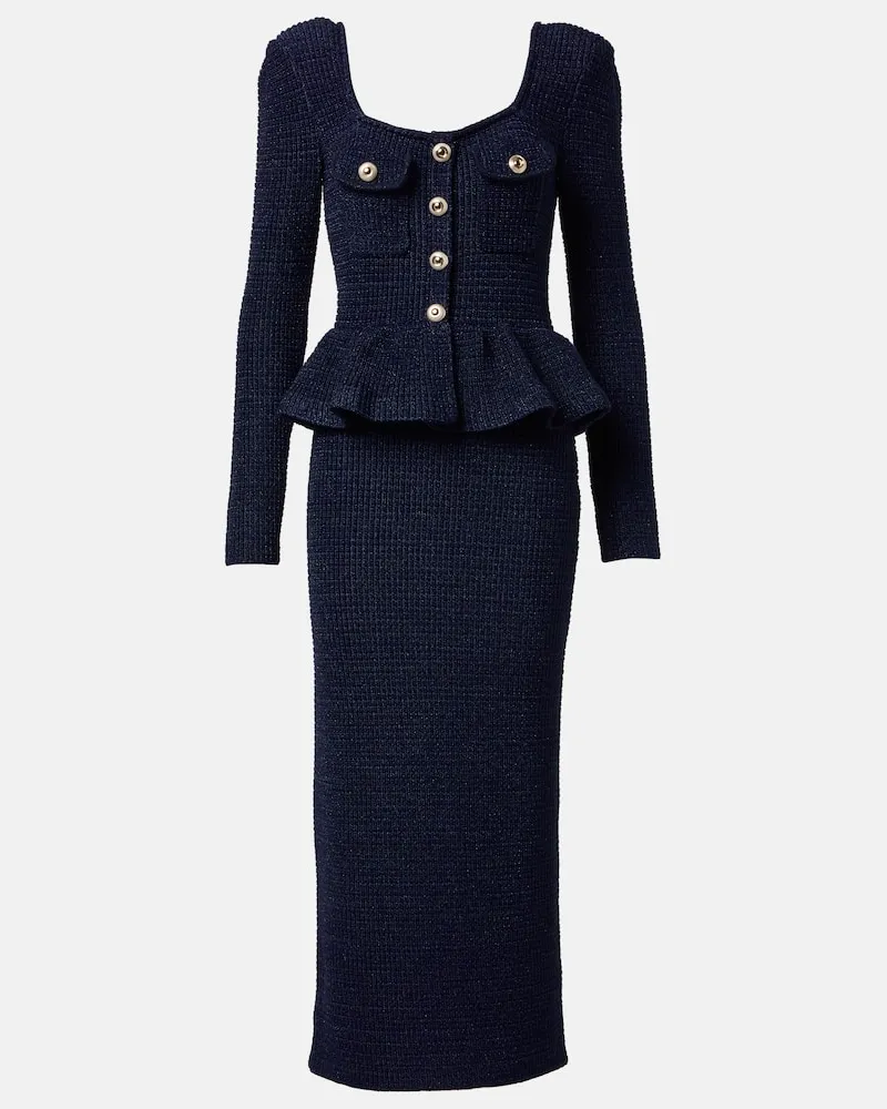 Self-Portrait Midikleid aus Strick Blau