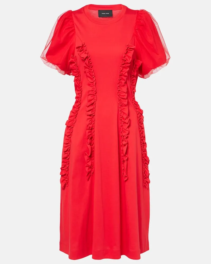 Simone Rocha Midikleid aus Baumwolltüll Rot