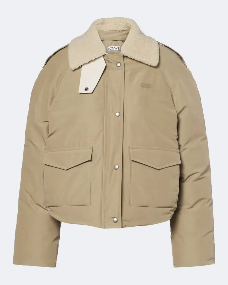 Loewe Wattierte Jacke mit Shearling Beige