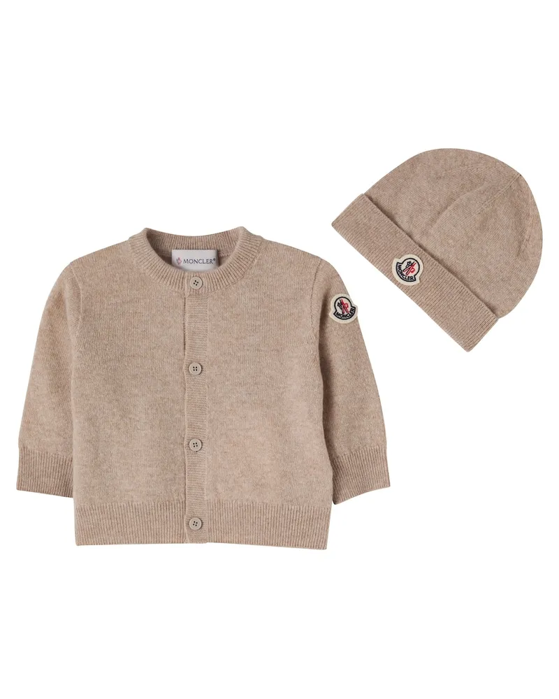Moncler Baby Set aus Pullover und Mütze Beige