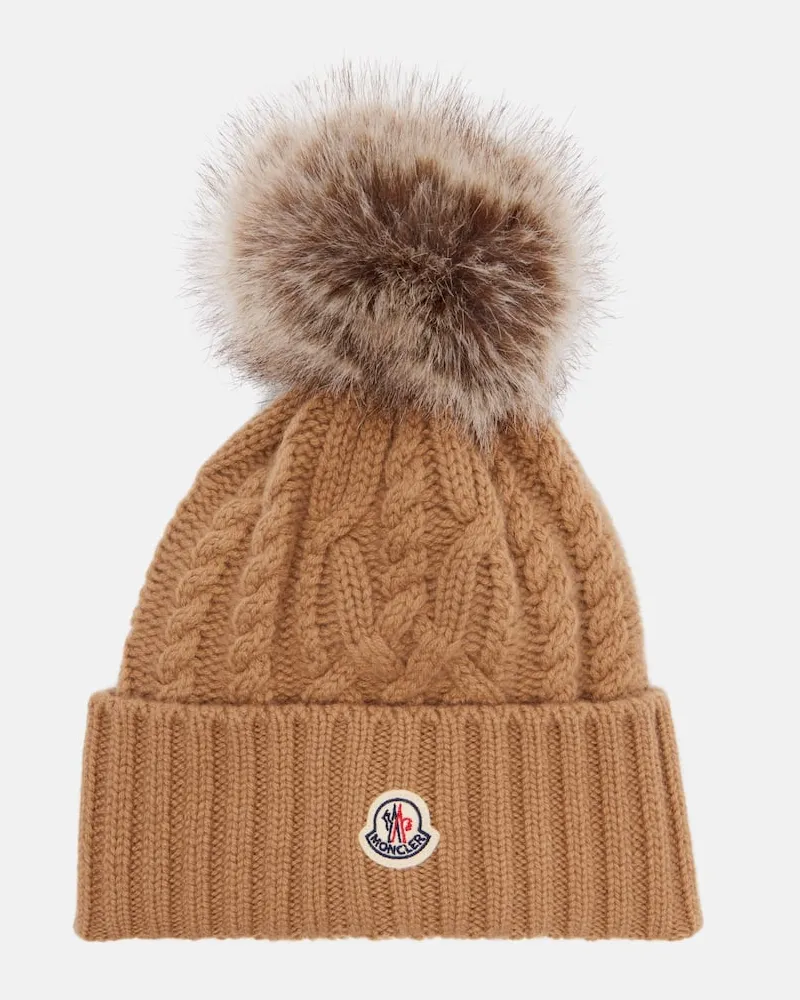 Moncler Mütze aus Wolle und Kaschmir Beige