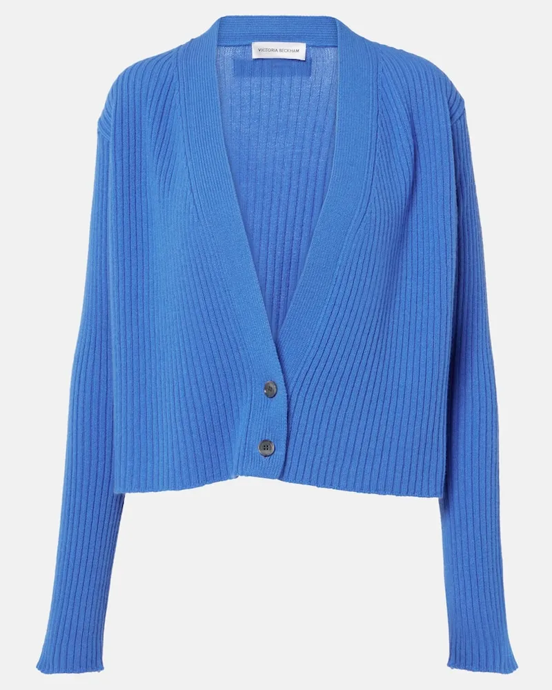 Victoria Beckham Cardigan aus Wolle und Kaschmir Blau