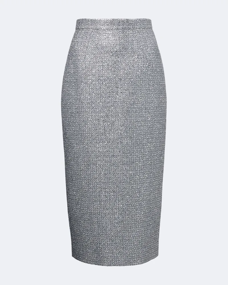 EMILIA WICKSTEAD Bleistiftrock Lorelei aus Tweed Silber