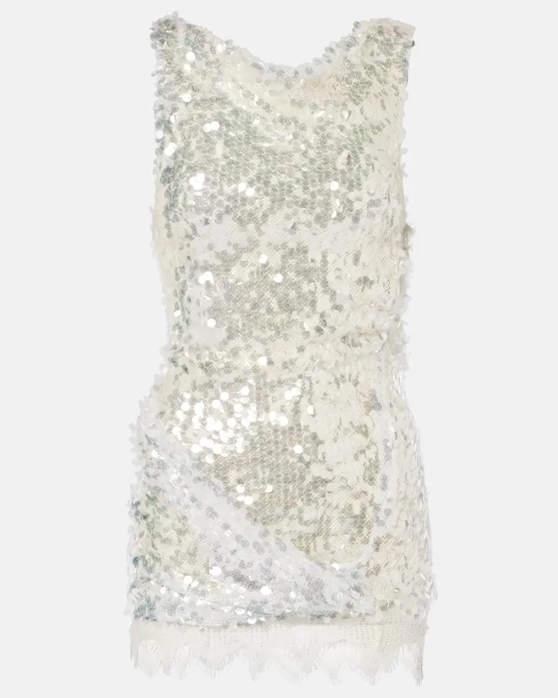 Christopher Esber Minikleid Opaline mit Pailletten und Spitze Weiß